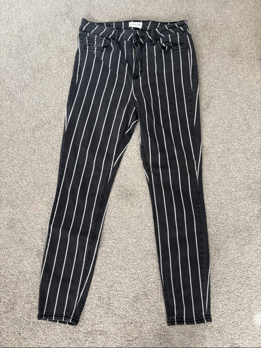 Cello Black Jeans with White Pinstripes